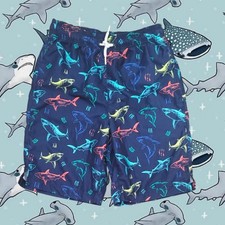 Place Sport Boy's Shark Theme Swim Trunks Size Large 10/12