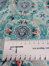 Tante Ema  Stoffpaket Löwenliebe Motiv Mint Jersey Set 1,5 meter + Bündchen 