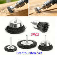 5Tlg DrahtbüRsten SchleifbüRsten Stahldraht BüRste Satz Aufsatz FüR Bohrmaschine