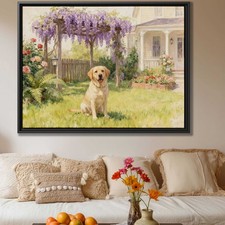 Labrador Framed Watercolor Painting Dog Canvas Print Animal Wall Art Decor