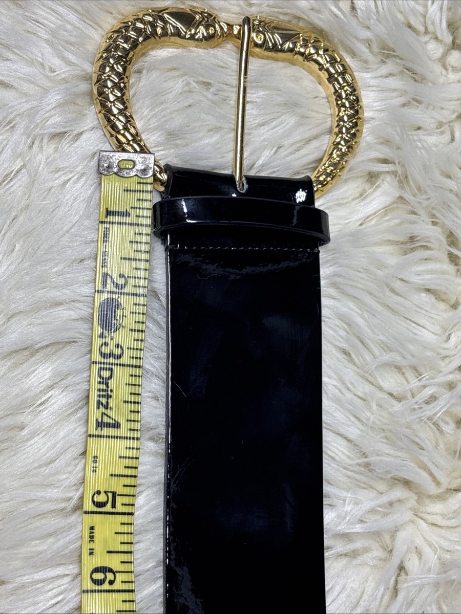 Martina Mori Genuine Leather Wide Belt Gold Snake Buckle  display picture 1