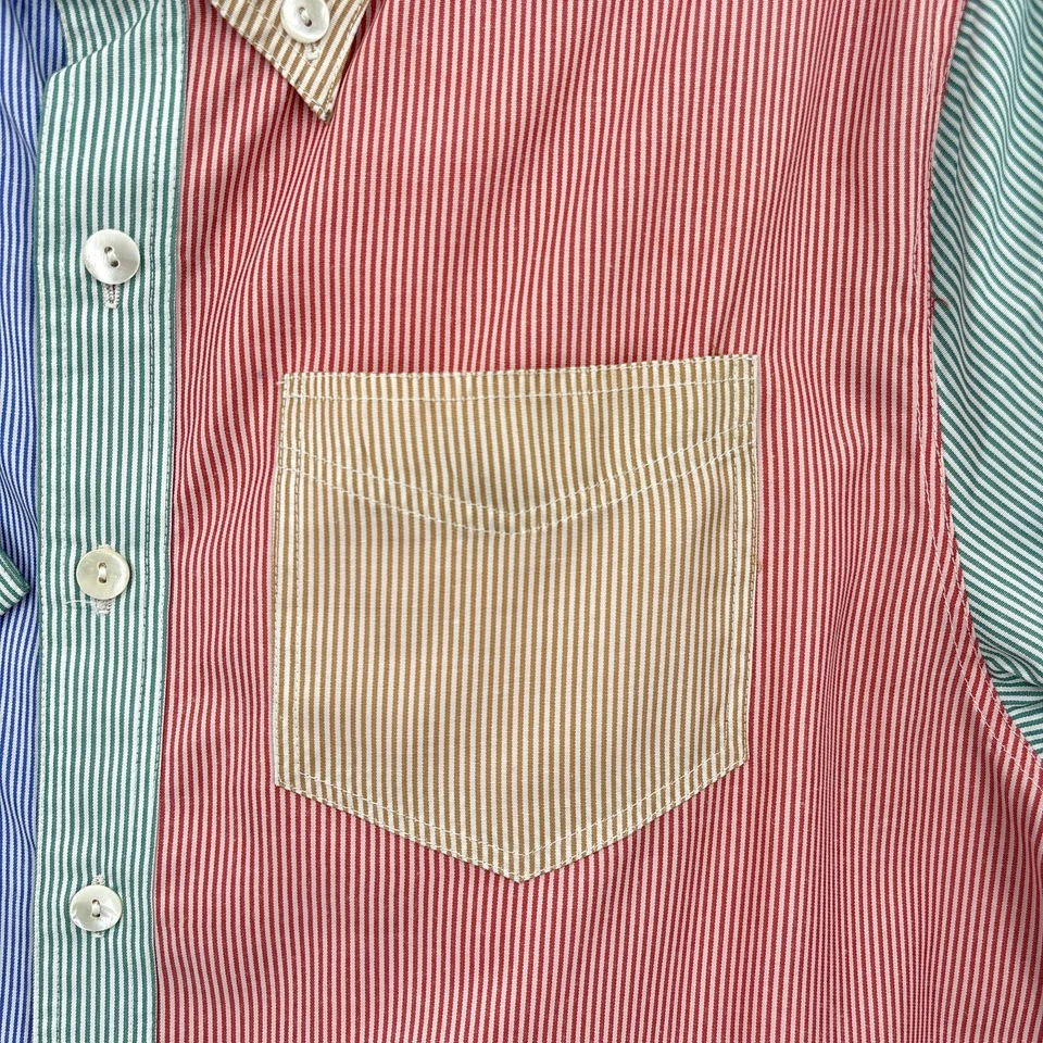 J Peterman Shirt Mens Medium Striped Party Fun Button Up Preppy Casual Classic - Image 2 of 4