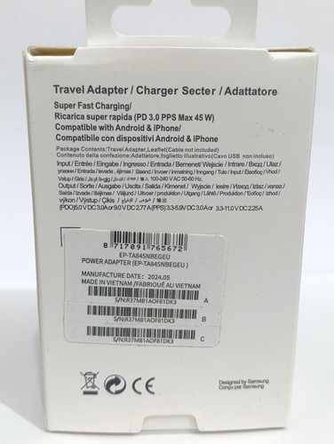 Cargador Samsung 45W Original Adaptor Solo S24 Ultra S23 Ultra S22/S21/Flip Fold - Photo 4/4