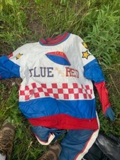 Super Rare Vintage Saxony Leather Jump Suit Medium Padded Motorcross Football