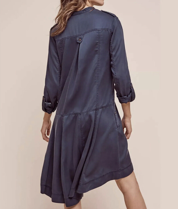 Anthropologie Holding Horses Mariona Navy Blue Button Front Shirt Dress Size 4 View 2