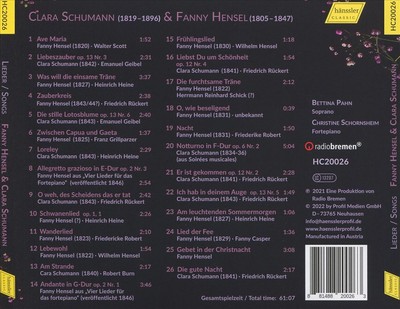 BETTINA PAHN / CHRISTINE SCHORNSHEIM CLARA SCHUMANN & FANNY HENSEL: O, WIE BESEL