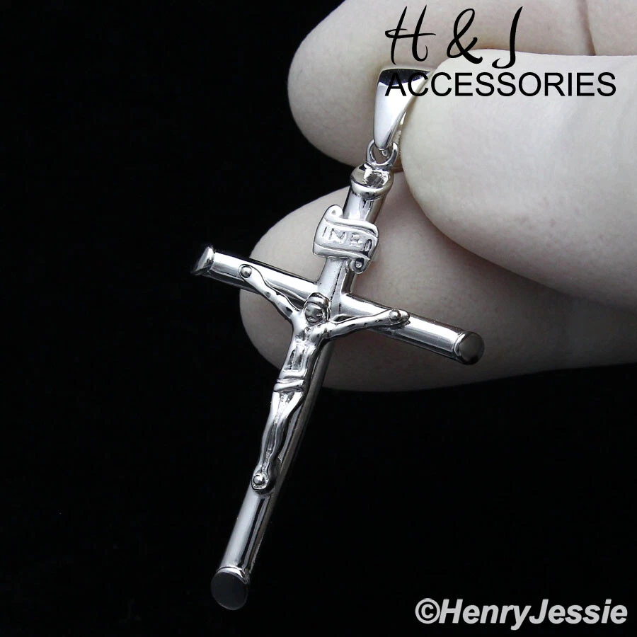 PLATA ESTERLINA 925 SIMPLE LISO CRUZ DE JESUCRISTO CRUCIFIJO COLGANTE*SP213 Foto 2 de 4