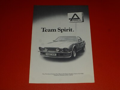Bild Werbung Reklame England Team Spirit Pace Fuels Aston Martin Vantage V8