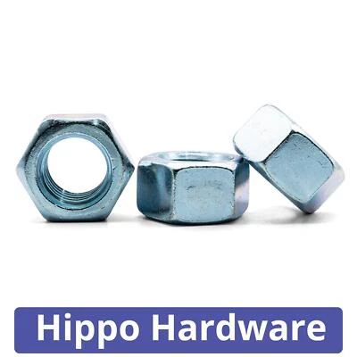 HIPPO HARDWARE UNC Hex Nuts Zinc Plated BZP Hexagon Nut 1/4 5/16 3/8 7/16 1/2 5/8 3/4 1" Steel