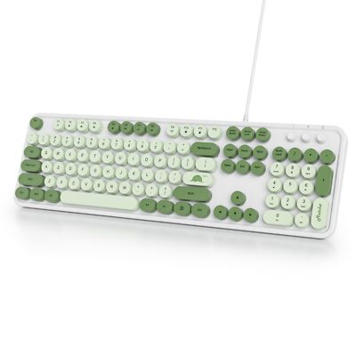 Typewriter Green Matcha Cute Keyboard With Floating Round Keys Full Size Wired R