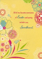 Die Cut Glittering Florals on Yellow: Sweetheart Designer Greetings Easter Card