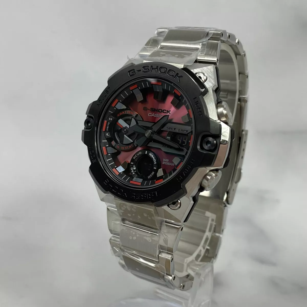 CASIO G-Shock GST-B400AD-1A4 G-Steel Stainless Steel Solar Fire Red Watch  New