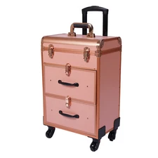 Travel Rolling Makeup Train Case Rectangular Cosmetic Trolley Makeup Storage