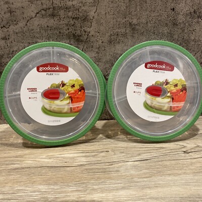 Good Cook Food Storage Flex Trim Divided Lunch Vented Lid clear storage plates