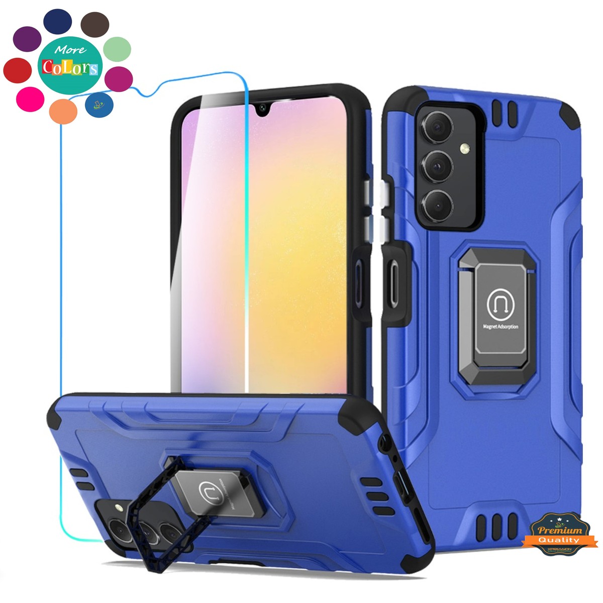 For Samsung Galaxy A25 5G Hybrid Ring Kicstand Shockproof + Screen