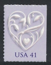 Scott 4151- Wedding Hearts, Purple- MNH (S/A) 41c 2007- unused mint stamp