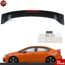 Matte Black Rear Trunk Spoiler Wing w/ Led Brake Light For 2012-2015 Honda Civic