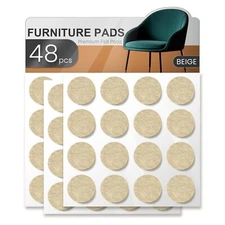 Chair Leg Floor Protectors, 48 PCS 1inch,Felt Furniture Pads, Furniture Sliders