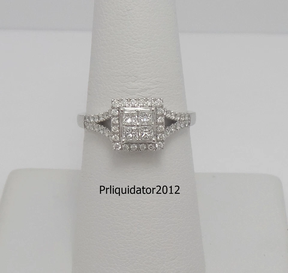 1/2CT Natural Diamond Halo Frame Engagement Wedding Bridal Ring 10K White Gold - Image 3 of 4