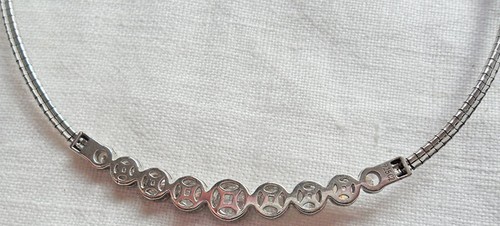 QVC 925 Silver Statement DQ CZ Necklace / Collar 44cm ~ Fully Hallmarked - Picture 2 of 5