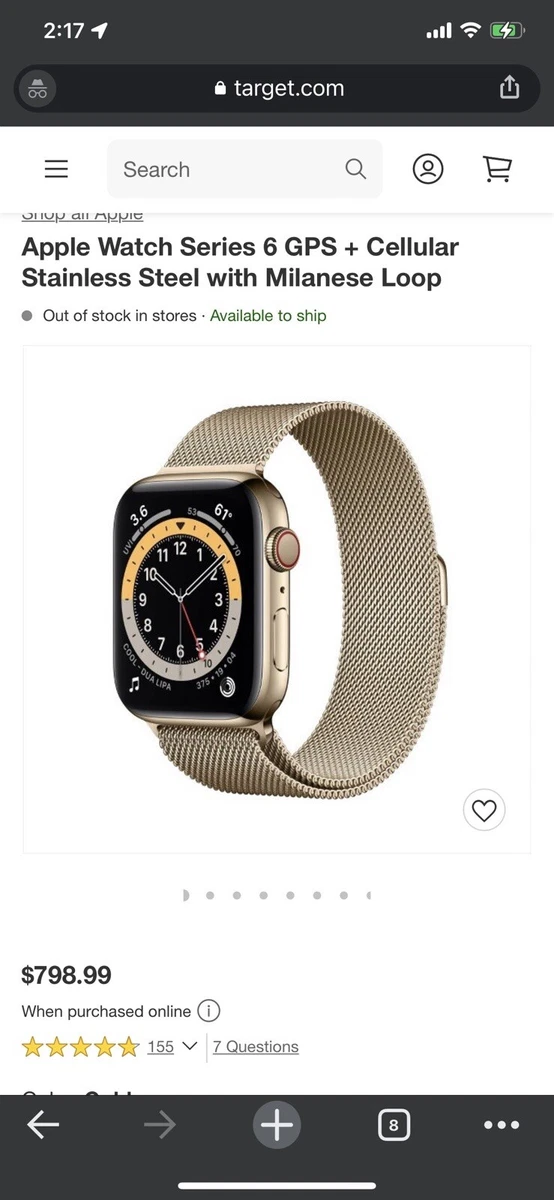 Apple Watch Series 6 40mm Case w/Milanese Loop - Gold Stainless
