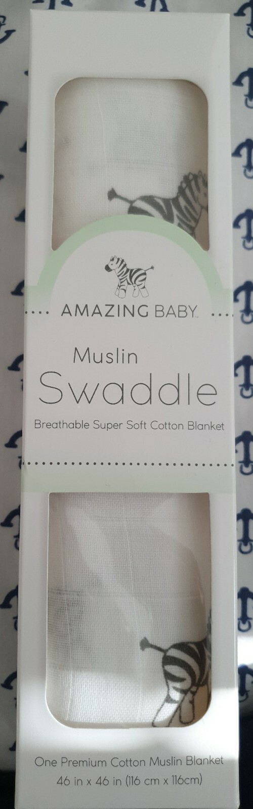 Amazing Baby Muslin Swaddle Blanket, Premium Cotton, Zebra, White eBay