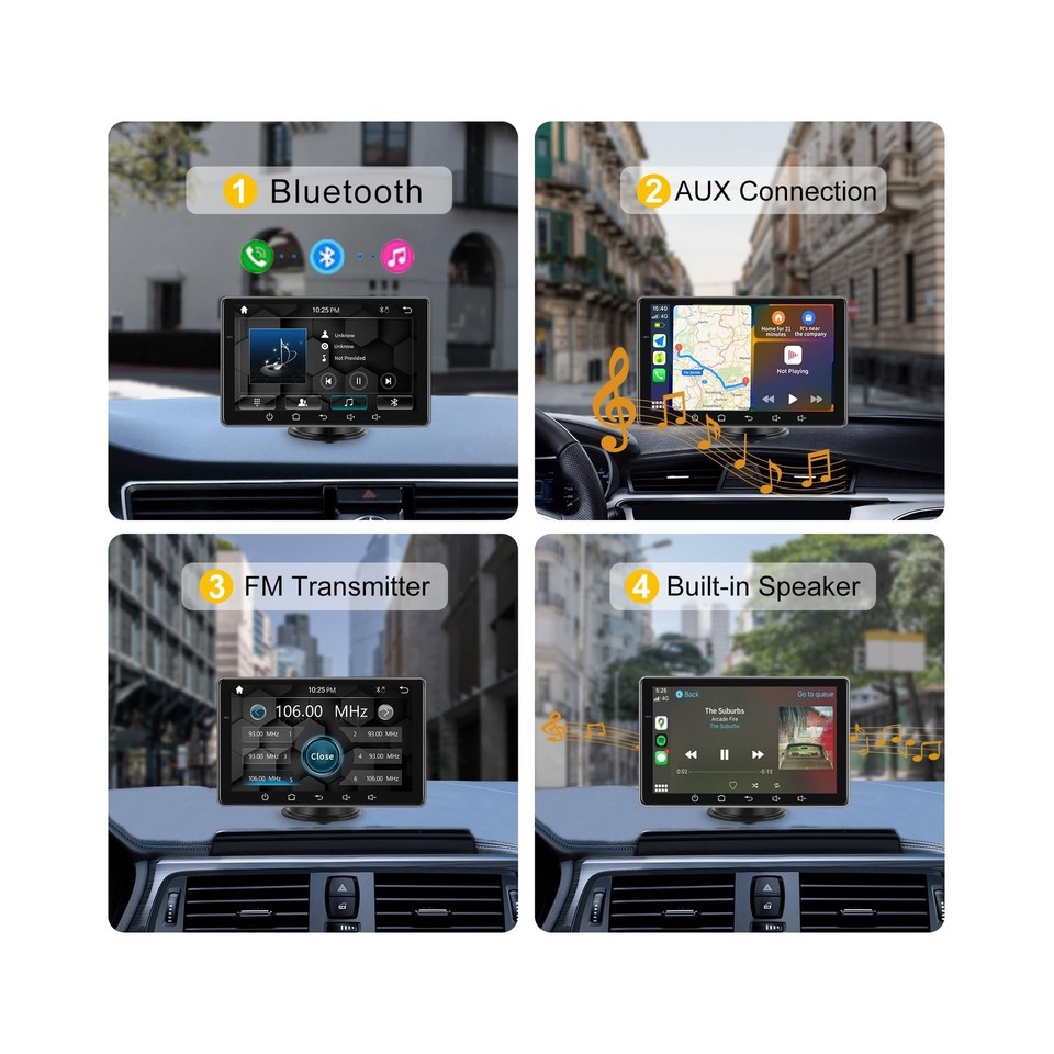 Portable Apple Carplay Dash Mount & Android Auto, Wireless Carplay