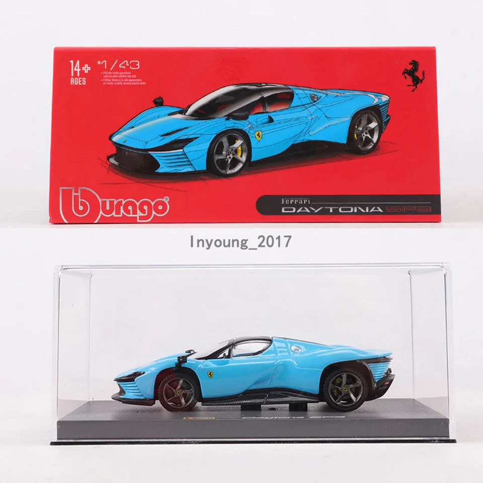 1:43 Ferrari Daytona sp3 Model Car Diecast Toy Cars Metal Die-cast Vehicle Blue - Image 3 of 4