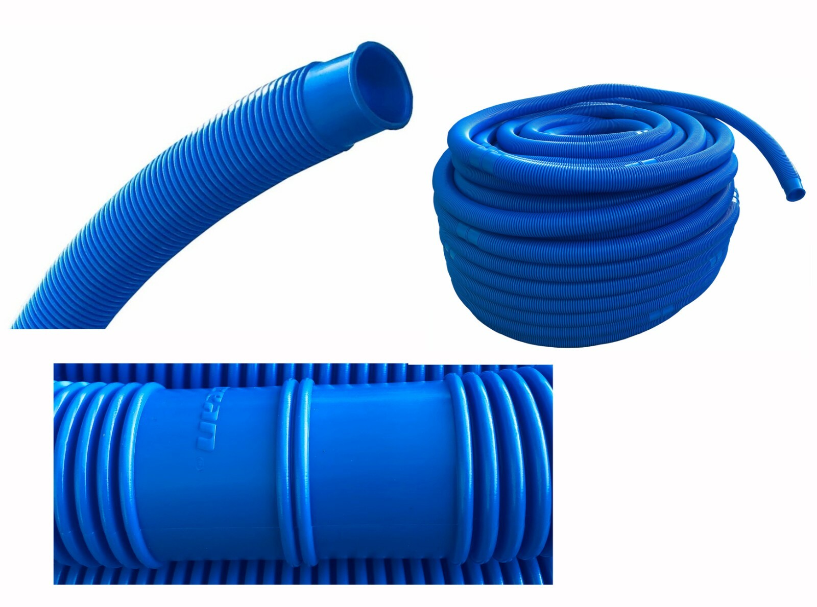 Poolschlauch 32 mm Ø Schwimmbad Saug Teich Spiral Wasser Schlauch blau
