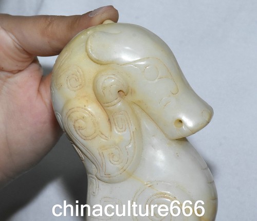 Statue en ligne bête cheval zodiaque fengshui en jade naturel Hetian culture Hongshan unique