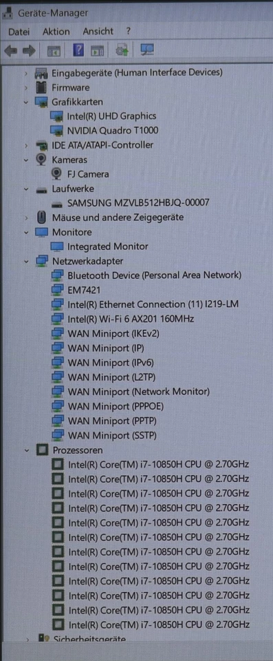 Fujitsu Celsius H7510 CAD i7-10850H 6Kerne 32GB RAM 512GB SSD T1000 Win11 GUT - Bild 2 von 4