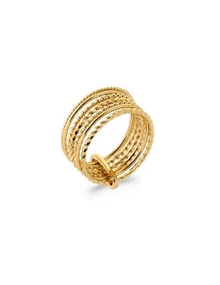 Bague 7 anneaux indissociable plaqué or 750/000 18 carats poinçonné - Photo 1/2