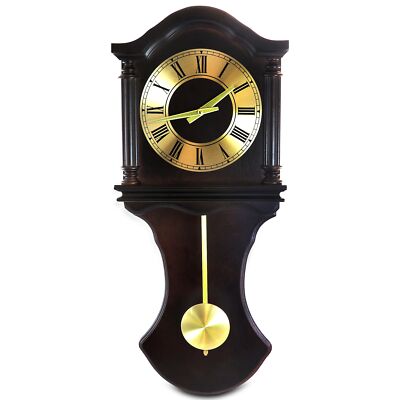 Bedford Clock Collection 27.5 Inch Wall Clock with Pendulum and Chimes in