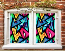3D Color Pattern A865 Window Film Print Sticker Cling Stained Glass UV Sinsin