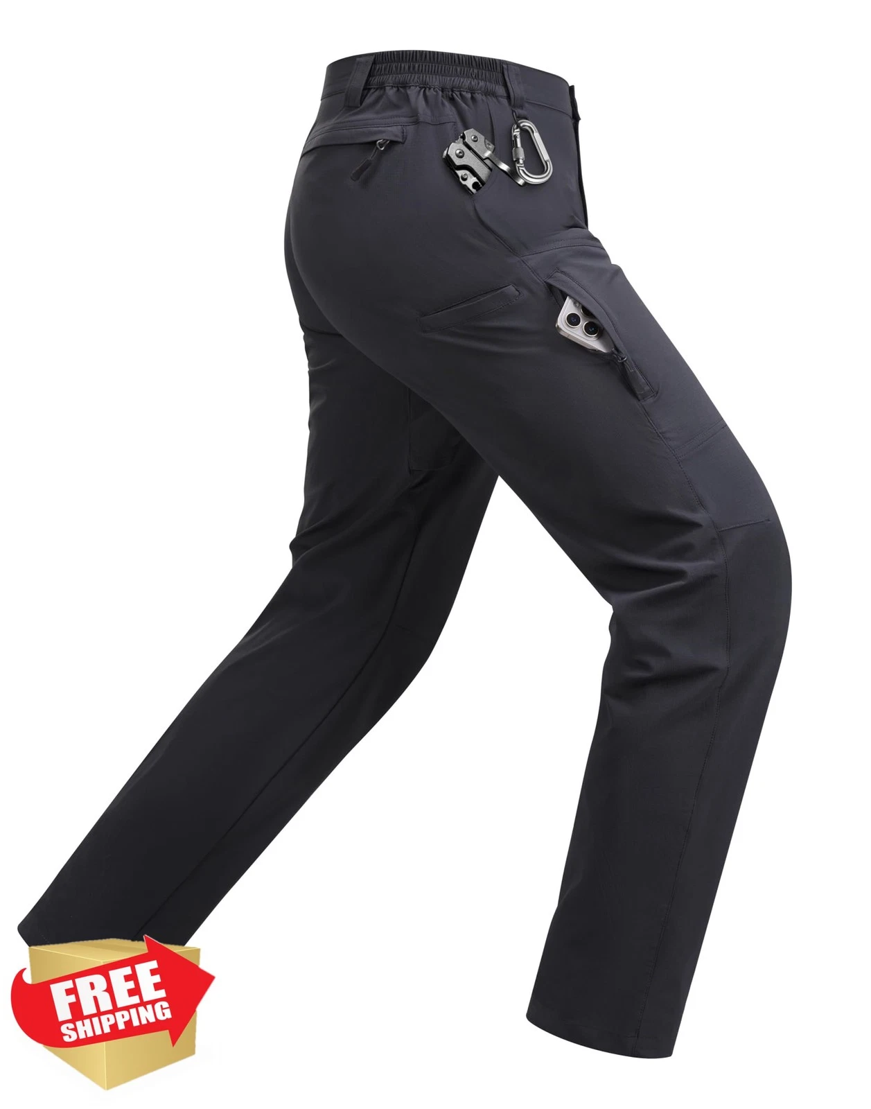 Men's Hiking Pants Quick Dry Water Resistant Cargo Tactical 6 Pockets