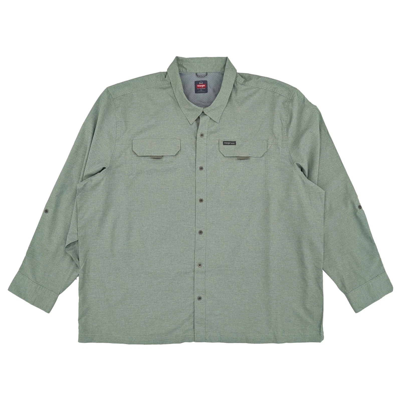 Wrangler Outdoor Mens Green Long Sleeve Vented Back Hiking Shirt 3XL