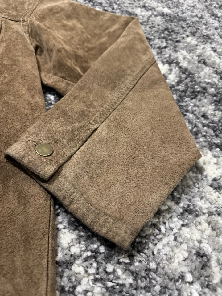 Eddie Bauer Mujer Seattle Gamuza Cuero Chaqueta Marrón Manga Larga-Talla M-Y2K Foto 4 de 4