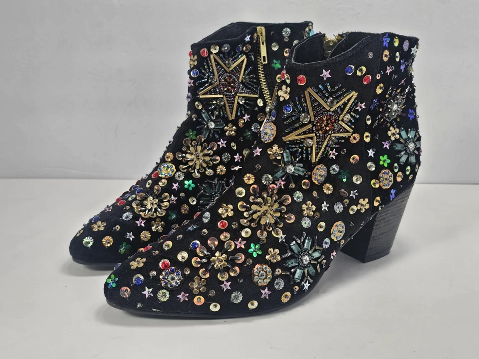 Free People Night Out Ankle Boot Women's Size EU 39 US 8.5 sequins velvet shiny - Image 2 of 4