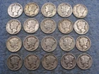 20 SILVER MERCURY DIMES WITH DATES IN THE THIRTIES   lot 30s
