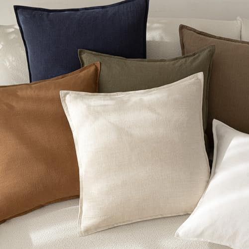 Pack of 2, Decorative Linen Soild Throw 20" x 20" (Pack of 2) Natural Beige - Bild 5 von 7