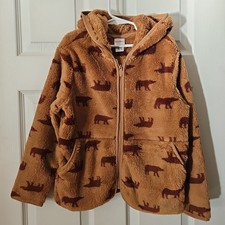 NWT HANNA ANDERSSON BROWN BEARS MARSHMALLOW FLEECE KIDS HOODIE JACKET 130 8 65