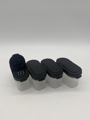 Tupperware Modular Mates Spice Shakers Set of 4 Black Lids