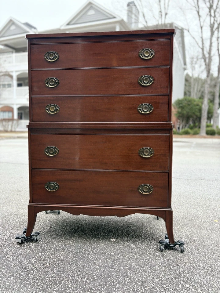 Vintage Mahogany Veneer Highboy Chest of Drawer by Northern Furniture Co. - Image 2 of 4