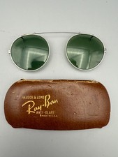 VTG Rayban Bausch  Lomb Clip On Sunglasses w/ Case Metal Authentic 40s 50s 60s