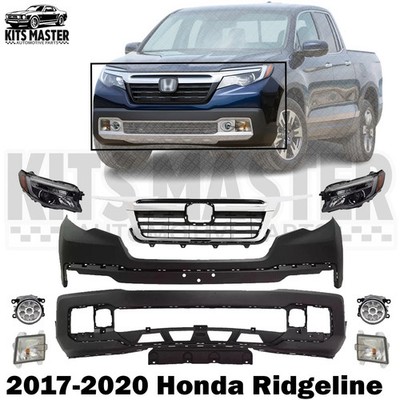 Front Bumper Cover Primed & Headlight Assembly Kit For 2017-2020 Honda Ridgeline