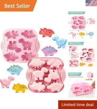 2-Pack Silicone Dinosaur Mold, Multi-Purpose Jello Molds for Kids, Green