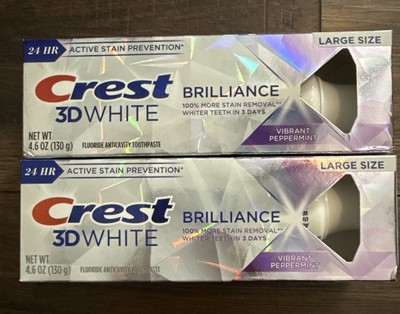 Crest 3D White Toothpaste Brilliance Vibrant Peppermint 4.6 Oz TWO PACK