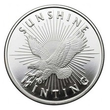 1 Troy oz Sunshine Minting .999 Fine Silver Round Mint Mark SI 93.98 per troy oz