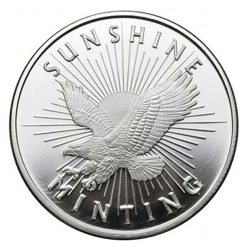 1 Troy oz Sunshine Minting .999 Fine Silver Round Mint Mark SI
