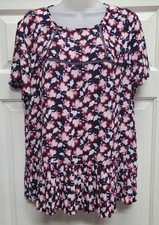 Banana Republic Women's Short Sleeve Pleated Peplum Blouse Size L